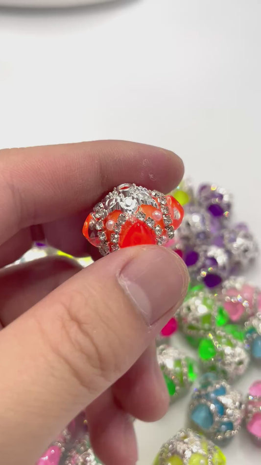 Neon bead heart beads zig chain fancy beadv Metal gasket Neon beads Random Mix