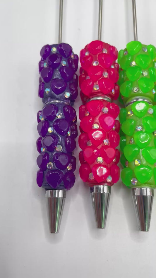 Neon Fluorescent color Heart and bubbles Clay DIY Bead Pen Random Mix