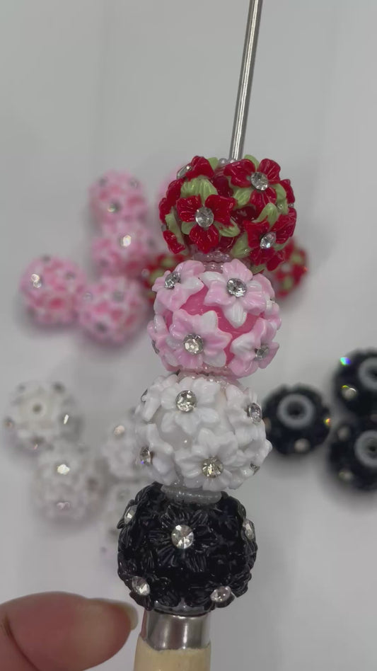 Diy Beaded beadable Flower beads with rhinestones
