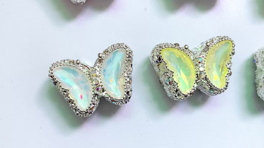 Metal Butterfly Shaped and Multicolor Crystal Alloy Bead, Mocha color Random Mix,28mm