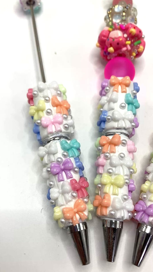 DIY Ceramic Clay Cartoon Bead Colorful bow Beaded pen