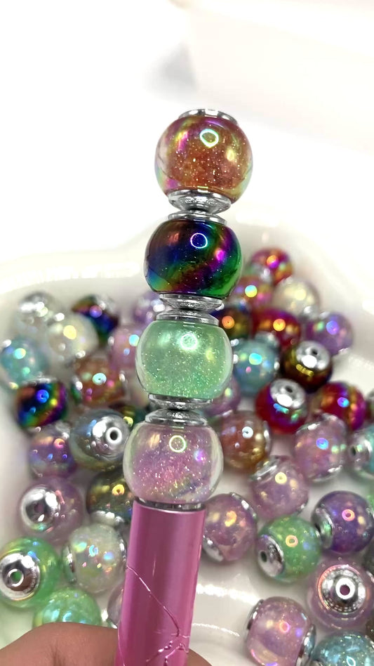 Acrylic beads Metal gasket beads ombre glitter Flowing sand sequins Double-layer acrylic beads 16mm