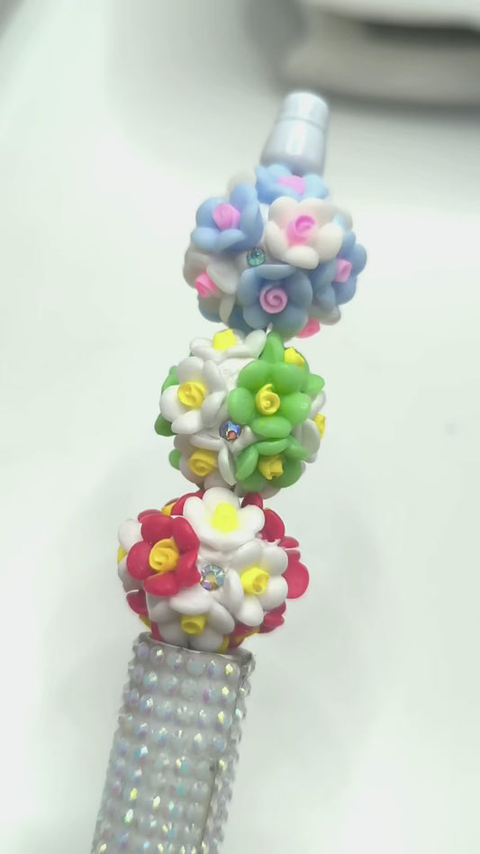 flower bead Fancy Beads Colorful flower and rhinestone clay beads,Random Mix,20mm Fancy-557
