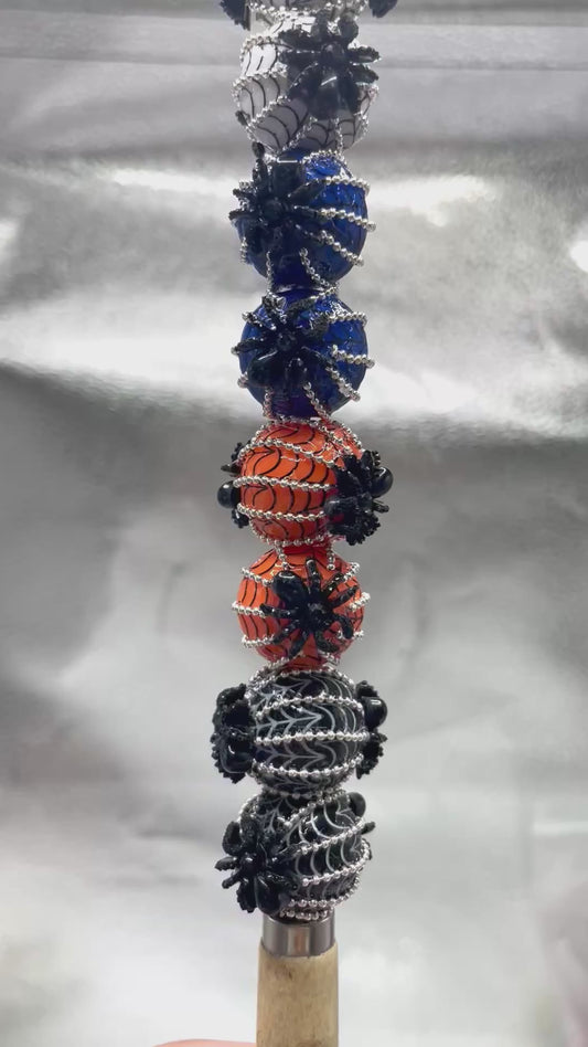 Halloween Series Spider Spider web Silver chain spider web Acrylic beads 18mm