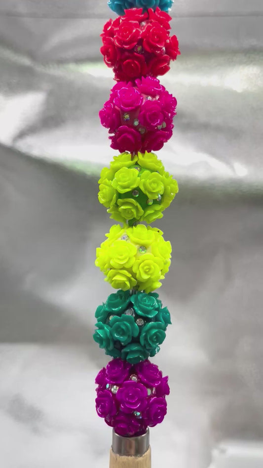Colored neon flower beads Clay flower beads Inlay Rhinestone 18mm