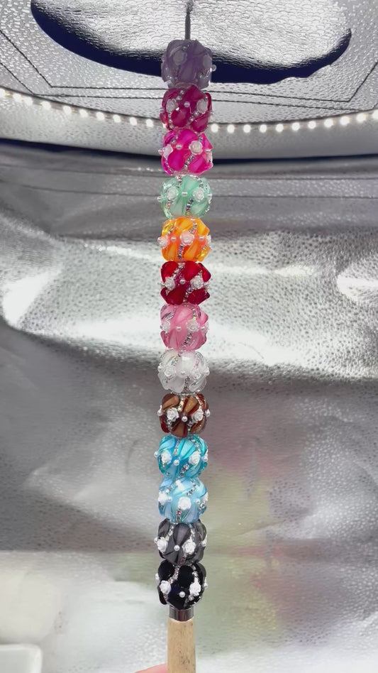 Pumpkin beads Fancy Beads Flower beads Chain and pearl gasket 20mm Random Mix