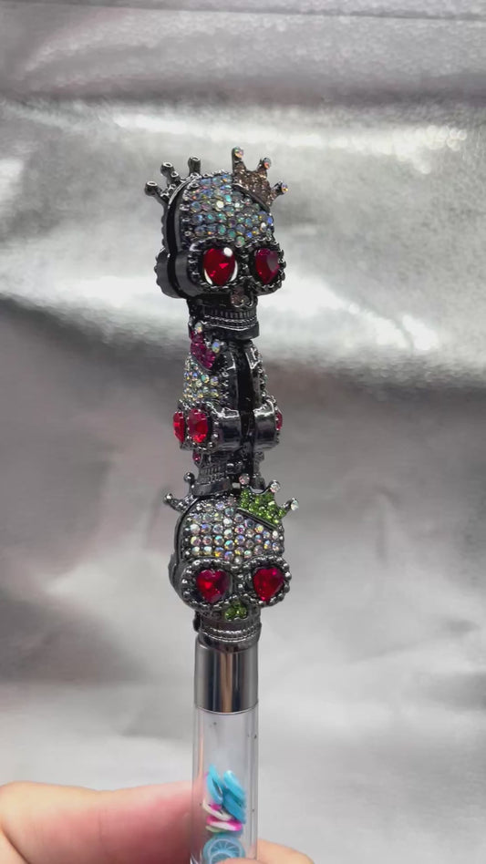 Metal skull head Black gun Gothic style Punk style Terror Beads Halloween Series 19mm