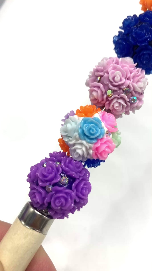 Flower bead Colorful flowers with rhinestones Clay flower beads 20mm Random Mix
