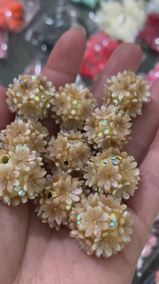 flower beads brown flower beads clay bead with flower rhinestone flower beads