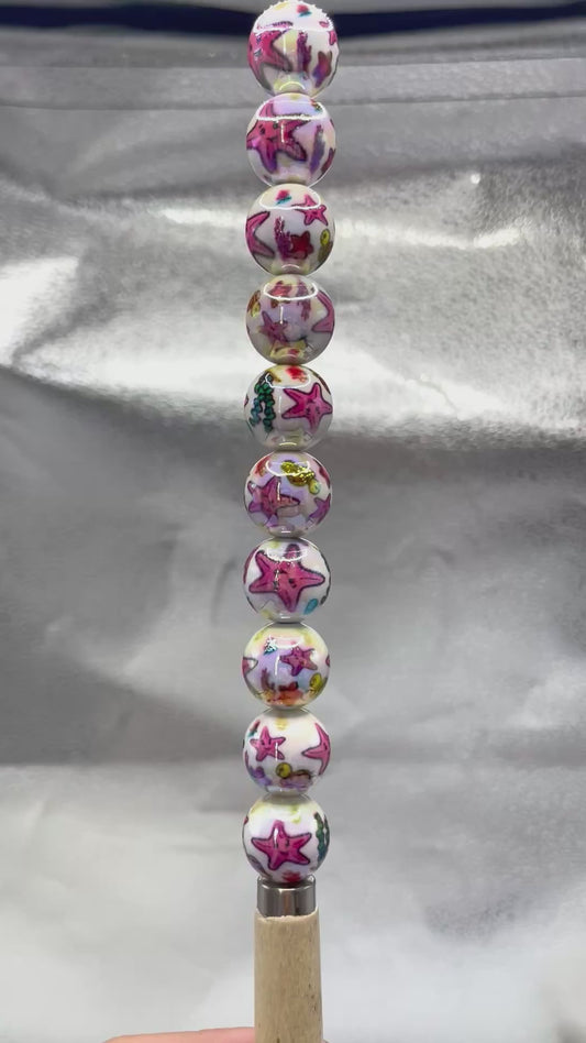 Acrylic beads Starfish beads Seagrass Shell-patterned beads 16mm
