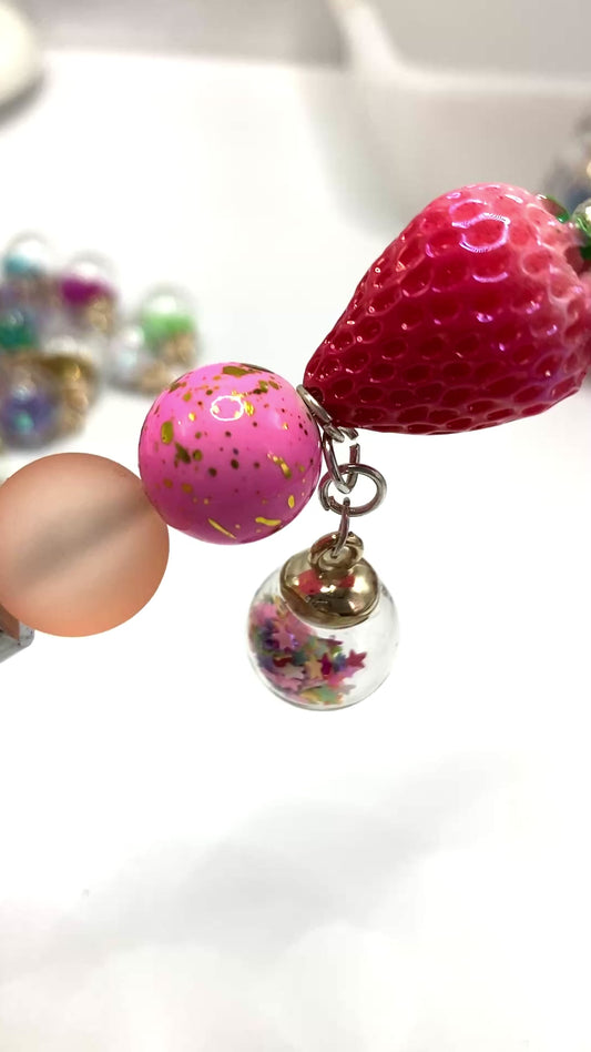 Glass ball pendant Fruit slices Stars Foam ball Colored stones Sphere-shaped pendant Random Mix 16mm