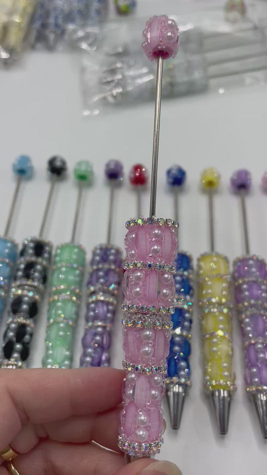diy beaded beadable heavy craft fancy pen oranments with pearl bubble  and rhinestone