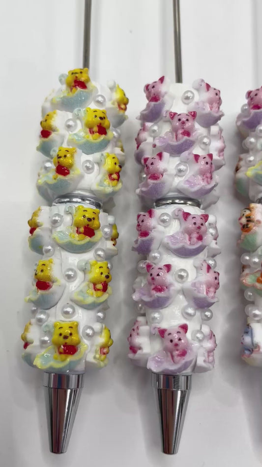 DIY Ceramic Clay Cartoon Bead Pencil Winnie the Pooh Tigger Beaded pen Random Mix