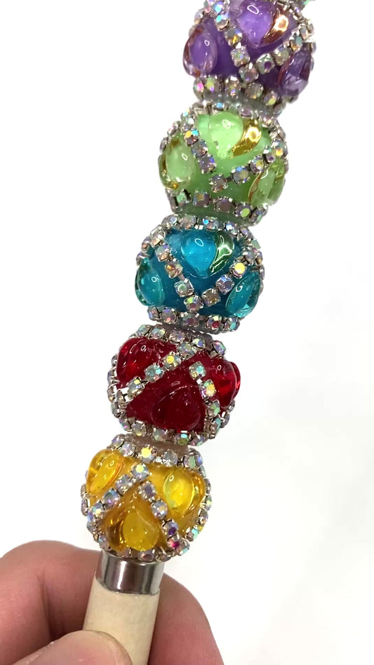 Fancy Beads Heart figure Two-color heart shape Chain Pearl gasket Random Mix
