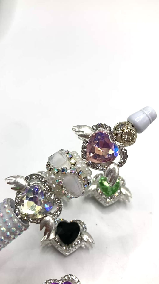 Alloy beads Metal heart-shaped beads heart Wings Metal Beads Rhinestone Random Mix
