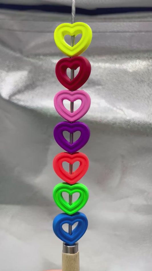 Acrylic beads Neon color Matte Hollowed-out heart beads 24mm