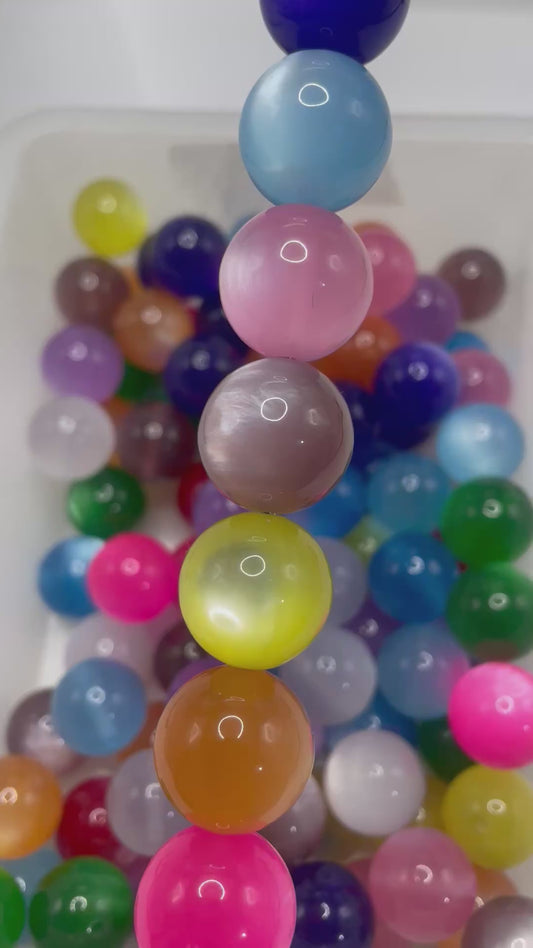 20mm shiny glossy galaxy cat eye acrylic beads ,colored,random mix