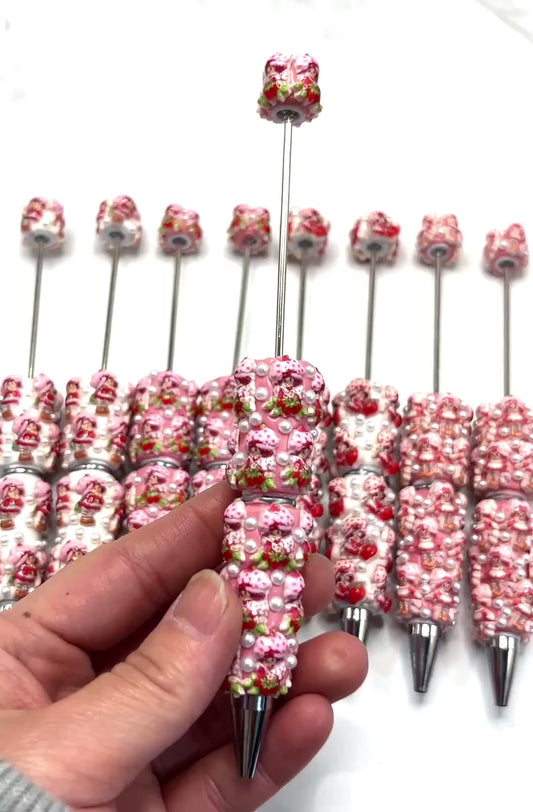 diy fancy pen with strawberry girl