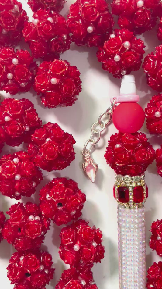 Rose bead Red rose flower Pearl Clay beads