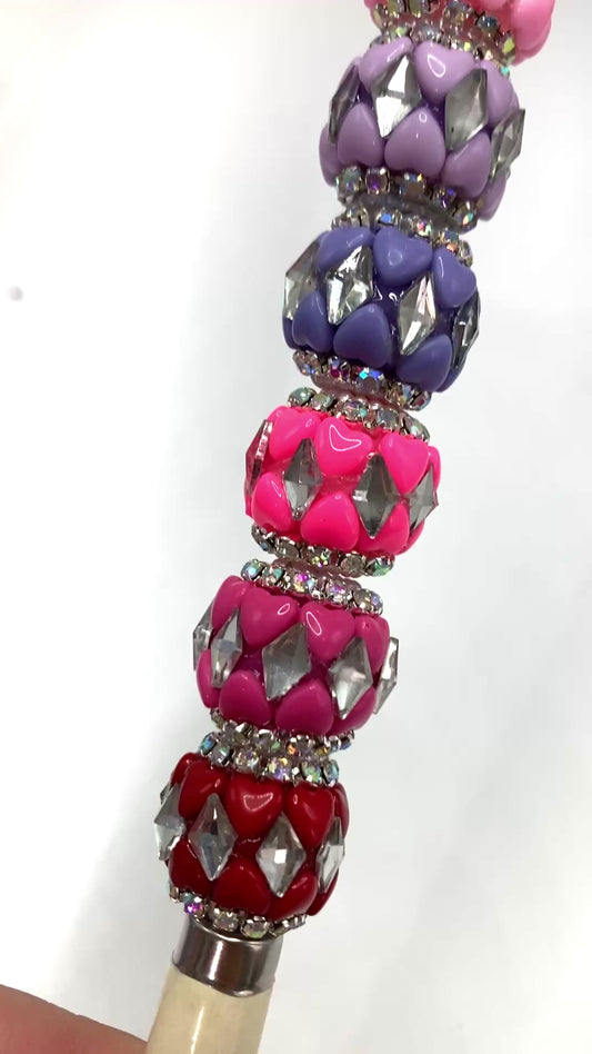 fancy bead craft with chain and pearl and heart shape acrylic,rhombic shape stone ,colored ,random mix 18mm