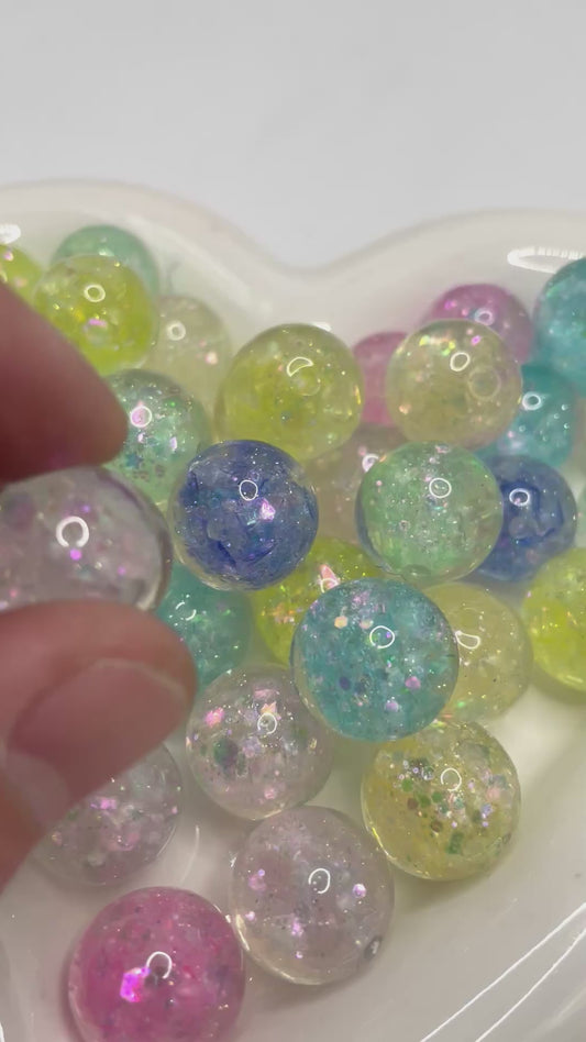 Beaded beadable acrylic glitter galaxy beads 16mm