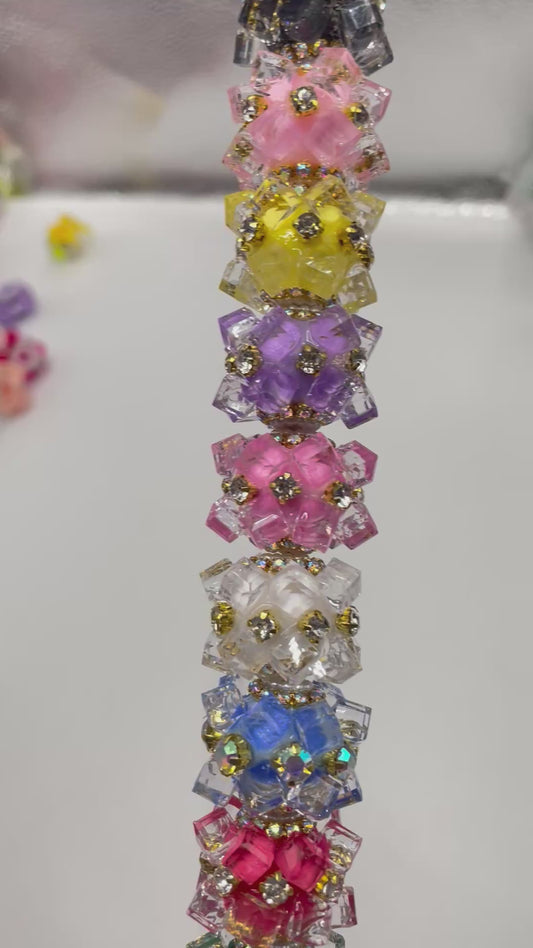 diy beaded beadable fancy crystal rhinestone pearl beads ,colored,random mix