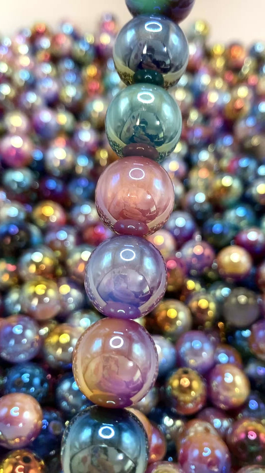 Acrylic beads Dark-colored UV beads ombre glitter beads 16mm Random Mix #11