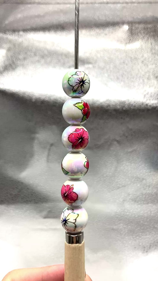 Flower beads Rose flower acrylic beads Multicolored flower 16mm