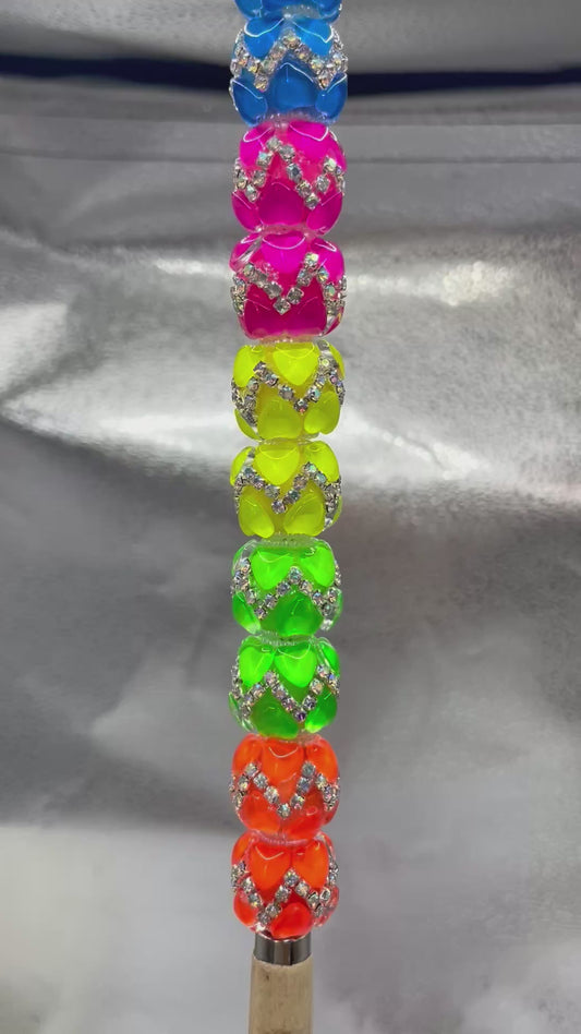 Neon bead heart beads zig chain fancy beadv Random Mix