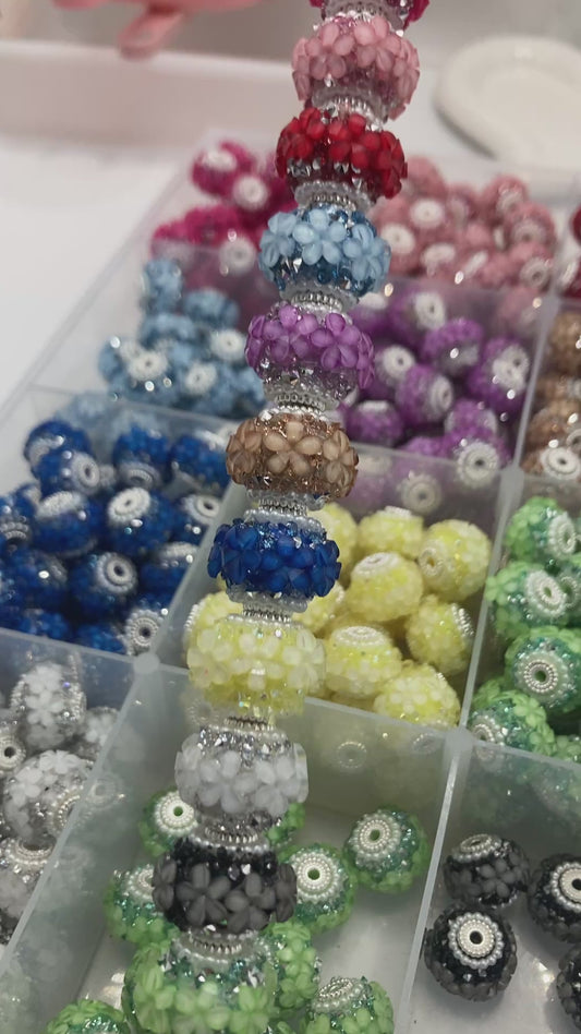3d flower beads. Rhinestone flower beads bling flower beads random mixed