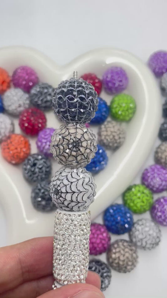 Spider web spider net Halloween bead jelly rhinestone bead  diy bead ,beaded bead beadable bead acrylic bead 20mm
