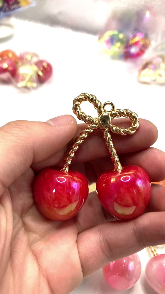 Acrylic cherry beads Large cherry beads glitter ombre Metal rod 53mm Random Mix