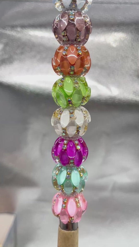 Acrylic beads Colorful Oval shape Bubble beads Chain and pearl ring Fancy Beads 18mm