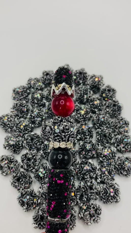 Black rose flower Rhinestone Dark Gothic Rose Flower 17mm