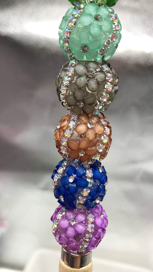 3d flower bea d with rhinestone fancy bead Inclined chain style Random Mix 16mm
