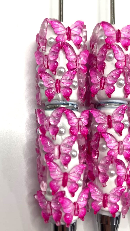 DIY Bead Pen Clay Beaded Pencil Magenta-colored butterfly clay bead pen Random Mix
