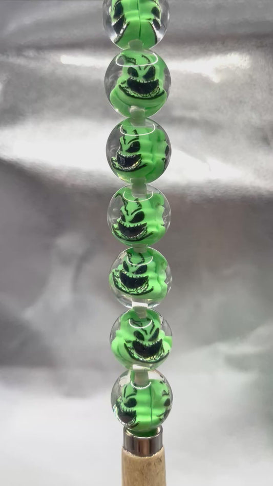 Halloween Series Sugar Heart Acrylic beads Green Monster 16mm