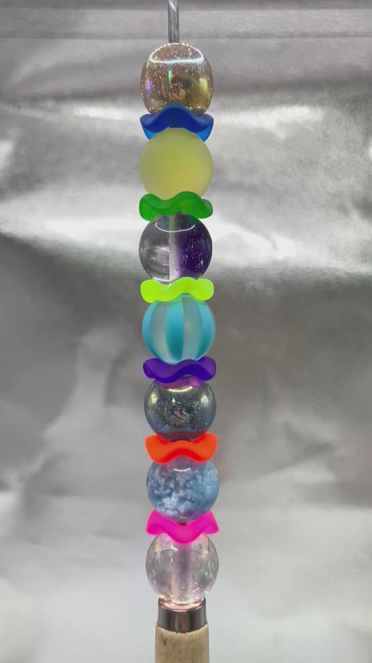 Matt Frosted Wave Shape Acrylic Spacer Beads And Solid Color Neon, Neon Transparency Random Mix,15mm