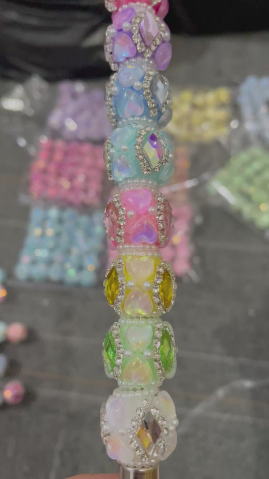 Double Heart beads with rhombus crystals fancy beads