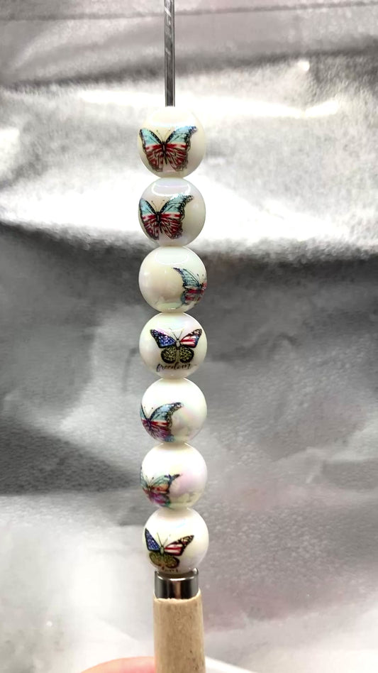 Butterfly beads Butterfly pattern Colored butterfly beads 16mm