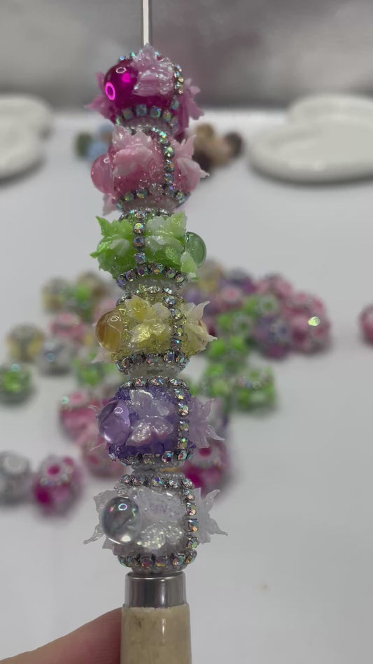 Butterfly beads with bubble silver chain fancy beads
