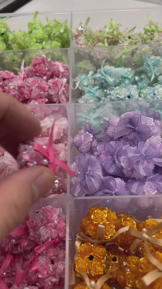 Rose bead Flower bead Beaded bow Heart Rhinestone Flowerbead bow flower bead ,flower bow bead