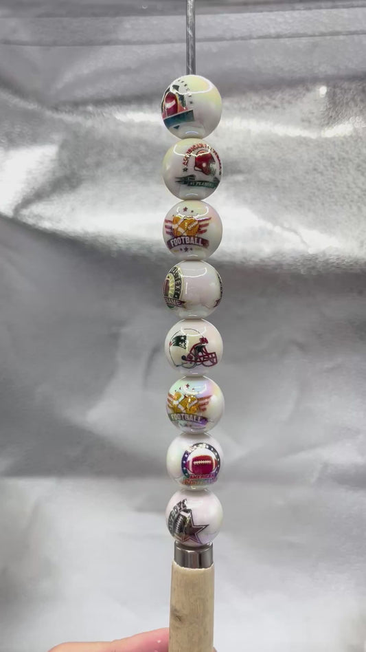 Rugby beads Rugby pattern Team emblem American football 16mm