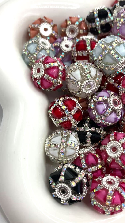 Fancy Beads mirror Heart rhinestone beads Chain and pearl gasket acrylic beads Random Mix