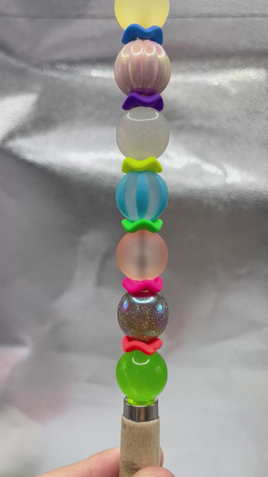 Matt Frosted Wave Shape Acrylic Spacer Beads And Solid Color Neon,Random Mix,12mm