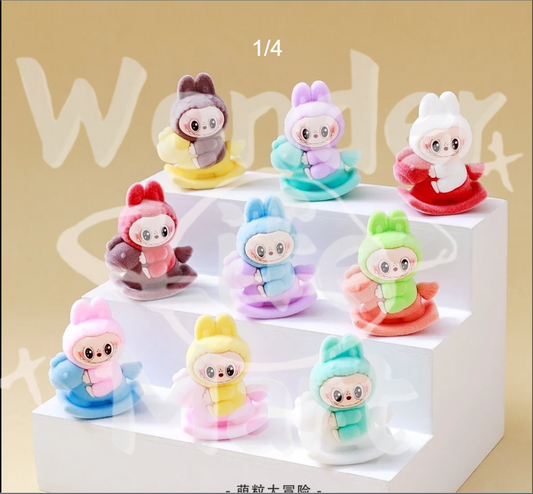 LABUBU Rocking horse car Costume party Flocking cute grains diy pen topper figure character desktop decoration ornaments and cute accessories