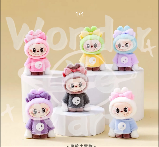 LABUBU Costume party Flocking fuzzy  cute grains diy desktop decoration ornaments pen topper character figure and cute accessories